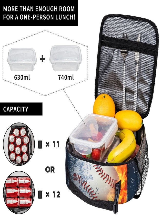 Funacola Baseball Ball Cool Lunch Bag For Boys Men Reusable Lunch Box Insulated Portable Meal Tote For Kids Girls School Women Work Travel Picnic - Image 5